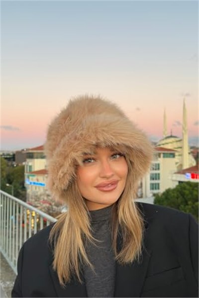 Luxury Peluş Bucket Kalpak Şapka Kışlık Suni Kürk Şapkası, Uzuntuylubucketmolly