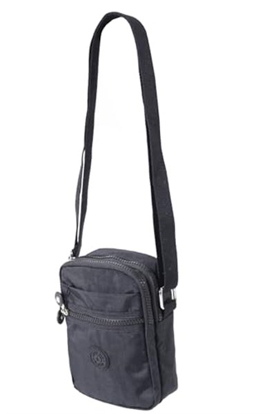 M 227 Krinkıl Kumaş Unisex Küçük Omuz Çantası, Telefonluk Siyah