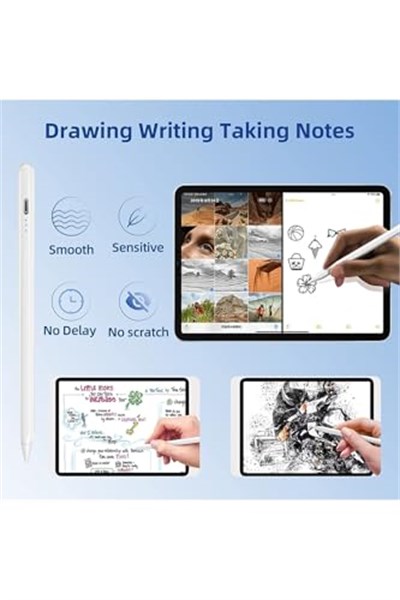 m.tk moveteck iPad 10.2 8.9.Nesil ile Uyumlu Eğime Duyarlı, Avuç İçi Red Özellikli, Palm Rejection Yazım Çizim Kalemi, Beyaz