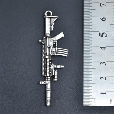 M4 Silah - Pubg Örme Zincir Kolye - Gümüş Kaplama - Erkek Kadın Kolye - No:1408