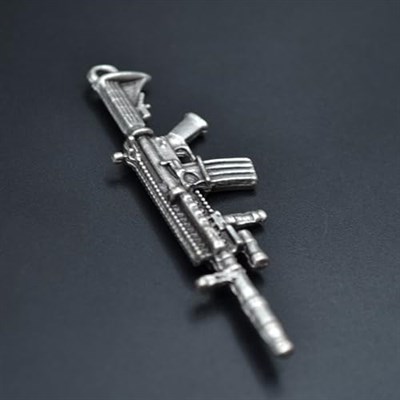 M4 Silah - Pubg Örme Zincir Kolye - Gümüş Kaplama - Erkek Kadın Kolye - No:1408