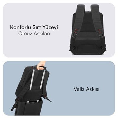 Mack Business X MCC-805 15.6 inç Laptop Sırt Çantası, Mackbook Sırt Çantası, USB Şarj Portlu Bilgisayar ve Notebook Çantası, Kadın Erkek Bilgisayar İş Çantası, Üniversite Okul Ç - Bedenler: 14.1, 15.6