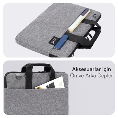 MACK Cityfit MCC-702 Laptop Çantası, Erkekler ve Kadınlar için Profesyonel Bilgisayar Çantası, 13,3 inç - 14.1 inç Notebook Çantası, Evrak Çantası, Gri