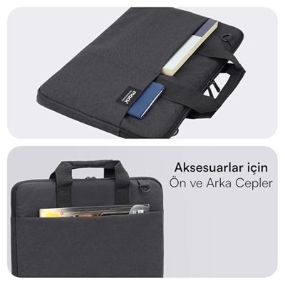 MACK Cityfit MCC-703 Laptop Çantası, Erkekler ve Kadınlar için Profesyonel Bilgisayar Çantası, 15.6 inç Notebook Çantası, Evrak Çantası, Siyah