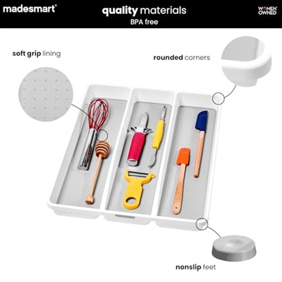 Madesmart 29100 Range çekmece bis 3 adet plastik beyaz 41 x 34 x 4,5 cm