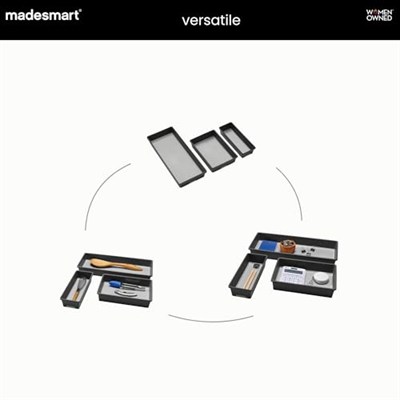 Madesmart Classic 3 bölmeli çöp kutusu, granit renkler, klasik koleksiyon, çok amaçlı saklama imkanları, yumuşak iç astar, kaymaz kauçuk ayaklar, uzun ömürlü, BPA içermez Siyah 29603