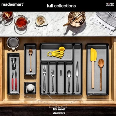 Madesmart Classic 3 bölmeli çöp kutusu, granit renkler, klasik koleksiyon, çok amaçlı saklama imkanları, yumuşak iç astar, kaymaz kauçuk ayaklar, uzun ömürlü, BPA içermez Siyah 29603