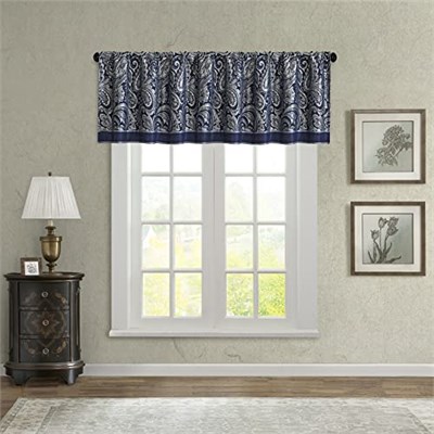Madison Park Aubrey suni ipekten perde, şal desenli, jakar, çubuk cepli, görüş korumalı, oturma odası, mutfak, yatak odası ve yu - Seçenekler: 45.7G x 127U cm (1 Panel), 50 in x 95 in, 84