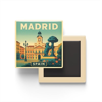 Madrid İspanya - Puerta del Sol (Güneş Kapısı) - Baskılı Buzdolap Magneti Kare 9x9 cm