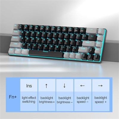 MageGee Taşınabilir%60 Mekanik Oyuncu Klavyesi, MK-Box LED Aydınlatmalı Kompakt 68 Tuşlu Mini Kablolu Ofis Klavyesi (Kırmızı Switch) – Windows, Laptop, PC, Mac Uyumlu – Siyah/Gri