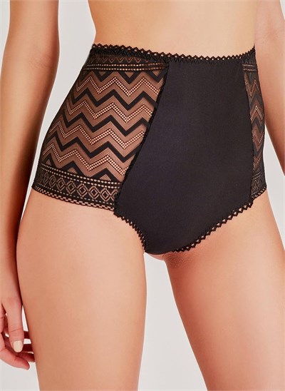Magic Form Zigzag Dantelli Yüksek Bel Hipster Külot, S, MAGIC948, Siyah, kadın