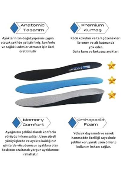 Magicfoot 7 Cm Boy Uzatıcı Tabanlık Ünisex Geliştirilmiş Özel Üretim Gizli Topuk Yükseltici (40-45)