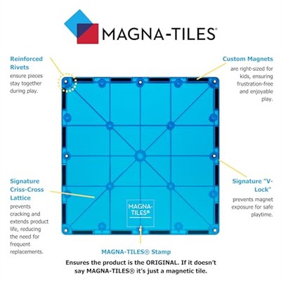 Magna-Tiles 32 parçalı set Clear Colours, farklı, manyetik 3D yapı taşları, net renklerde, oyun oynayarak öğrenmeyi teşvik eder