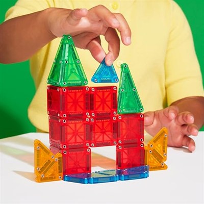 MAGNA-TILES microMAGS 26 parçalı seyahat manyetik yapı seti – Bold Colors, orijinal manyetik yapı markası