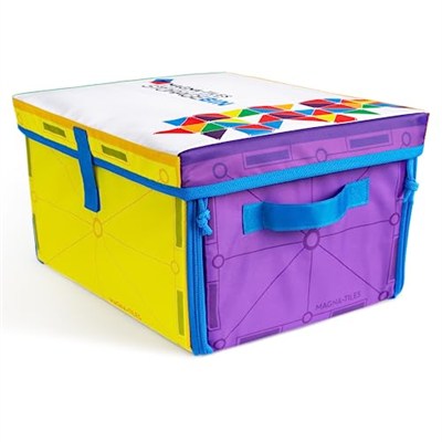 Magna-Tiles Saklama Kutusu ve İnteraktif Oyun Matı, Oyun Odası, Dolap, Yatak Odası, Ev Organizasyonu ve Sınıf için Kulplu Katlanabilir Saklama Kutusu, 12,5 x 11 x 8
