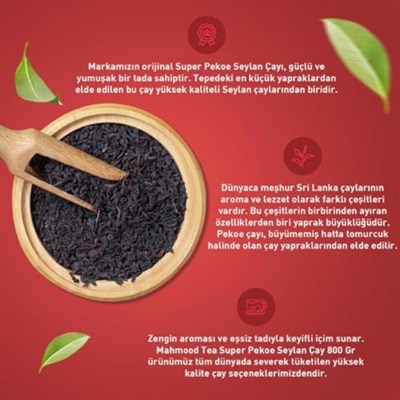 Mahmood Tea Ithal Seylan Sri Lanka Ceylon Dökme Çayı Super Pekoe Ve Super Opa 800 gr