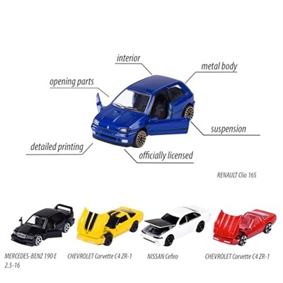 Majorette, 212052021, Majorette Youngster 90s 5 Li Araç Seti, Die-Cast (Metal), 7,5 cm, Açılabilir Parçalar, Lisanslı, Serbest Tekerlekli