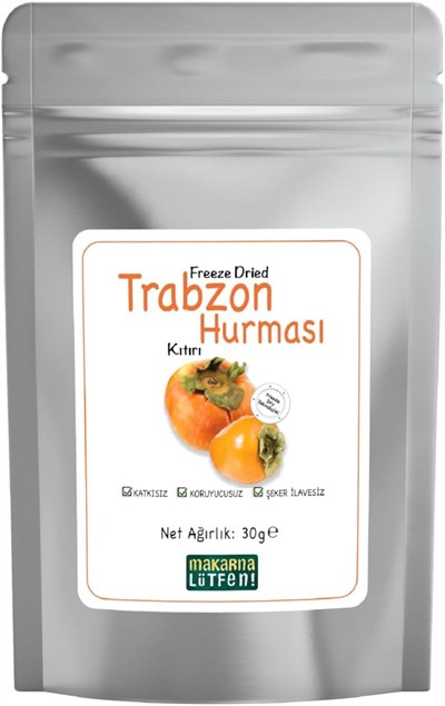 makarna lütfen! Trabzon Hurması Kuru Meyve Cipsi Dondurularak Kurutulmuş Freeze Dried Meyve Kıtırı (30 g) 2li paket