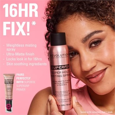 Makeup Revolution, Super Fix Misting Spray, Fissante Sprey Makyaj Malzemesi, Finish Opaco, Lunga Tenuta, Arricchito con Vitamin E, 150 ml