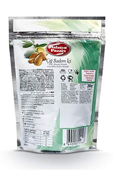 Malatya Pazarı Çiğ Badem İçi A Kalite 200 Gr