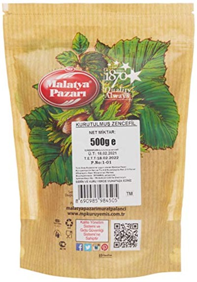 Malatya Pazarı Kurutulmuş Zencefil Kilitli Paket A Kalite 500 Gr