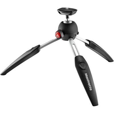 Manfrotto MTPIXIEVO-BK, PIXI EVO 2 segmentli mini tripod, aynasız kameralar için, kompakt sistem kameraları, DSLRler, video, uygun boyut, alüminyum, masa tripodu, siyah