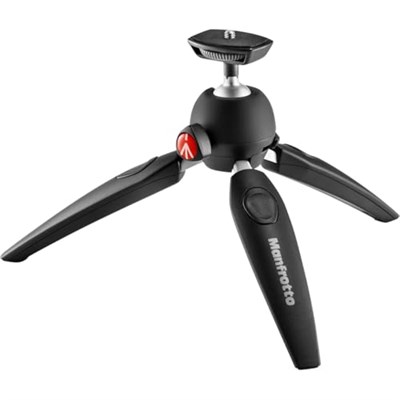 Manfrotto MTPIXIEVO-BK, PIXI EVO 2 segmentli mini tripod, aynasız kameralar için, kompakt sistem kameraları, DSLRler, video, uygun boyut, alüminyum, masa tripodu, siyah