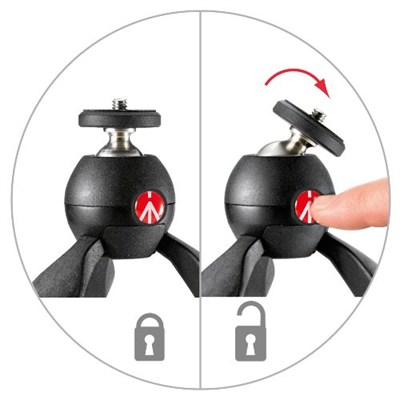 Manfrotto MTPIXIMII-B PIXI Masa Tripodu, 1 kga kadar, Kompakt ve sistem kameralar için, Siyah