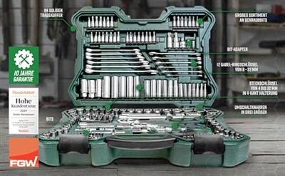 Mannesmann M 98430 Profesyonel Lokma Anahtar Takımı, 215 Parça, Plastik Kutu, Metrik