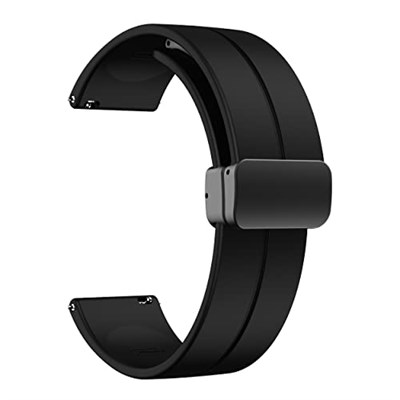 Manyetik saat kayışı 16 mm 18 mm 19 mm 20 mm 22 mm - Hızlı Çıkarma - Cilt Dostu Yumuşak Silikon Spor Saat Kordonu, Erkekler Kadınlar için, Manyetik Katlanır Tokalı Silikon Kayış - Bedenler: 20mm, 22mm