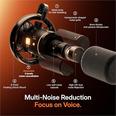 MAONO PD200W Hibrit Kablosuz Podcast Mikrofon, PC için XLR USB Dinamik Mikrofon Seti, Bom Kolu, Yazılım, Gürültü Engelleme, Vokal Kayıt, Akış, İçerik Oluşturma, Ev Stüdyosu, Seslendirme için