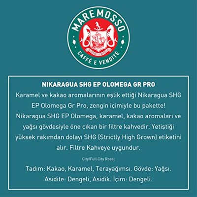 Mare Mosso Nikaragua SHG EP Olemega Çekirdek Filtre Kahve 1 Kg. Çekirdek Öğütülmemiş