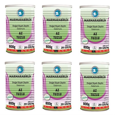 Marmarabirlik Az Tuzlu Salamura Siyah Zeytin Teneke (S) 800 Gr - 6lı