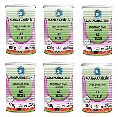 Marmarabirlik Az Tuzlu Salamura Siyah Zeytin Teneke (S) 800 Gr - 6lı