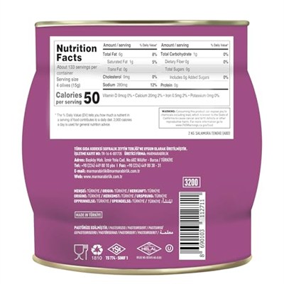Marmarabirlik Doğal Salamura 291-320 KB S Siyah Zeytin Teneke 2 KG