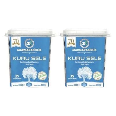 Marmarabirlik Kuru Sele Siyah Zeytin, XS Boy 321-350 Adet/kg, 800g, 2li Paket