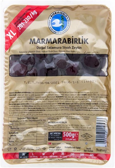 Marmarabirlik Mega Zeytin 500 G 201-230 Ad/kg x 5 Adet