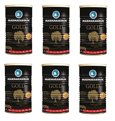 Marmarabirlik Salamura Siyah Zeytin Teneke Gold (XL) 800 Gr - 6lı
