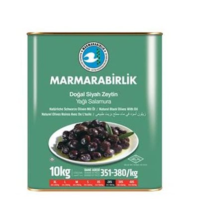 Marmarabirlik Yağlı Salamura Siyah Zeytin 10 Kg (351-380 Kalibre)