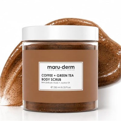Maru.Derm Kahve ve Yeşil Çay Özlü Vücut Peelingi BHA Jojoba Yağı 250 ml