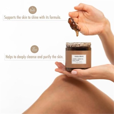 Maru.Derm Kahve ve Yeşil Çay Özlü Vücut Peelingi BHA Jojoba Yağı 250 ml