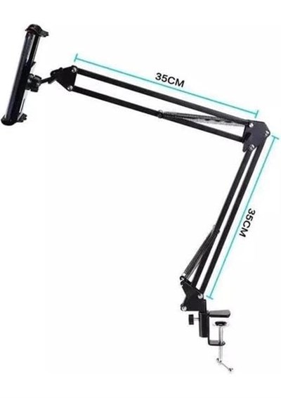 Masaüstü Ayarlanabilir Tablet Tutucu Kol – 360° Dönebilen, Yaylı Metal Kollu, Masa Kelepçeli Tablet Tutuculu Stand (siyah)
