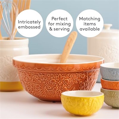 Mason Cash Home to Roost Karıştırma Kasesi | Kabartmalı Tavuk ve Horoz Tasarımlı 24cm Toprak Kap | Hamur, Pasta ve Kek Karıştırma için Klasik Fırın Malzemeleri | Bulaşık Makinesi ve Dondurucuda