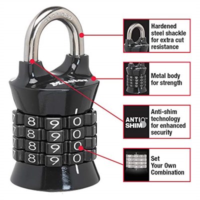 Master Lock 1535D Locker Lock Set Kendi Kombinasyonunuzu Asma Kilit, 1 Paket, Renkler Değişebilir