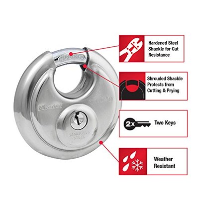 Master Lock Anahtarlı 40D Paslanmaz Çelik Discus Asma Kilit, Gümüş