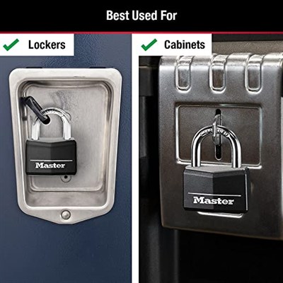 Master Lock Anahtarlı Kapalı Asma Kilitler, Dış Mekan Kilitleri, 2li Paket, 141T, Siyah
