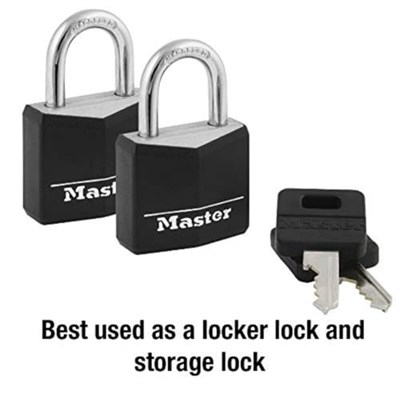 Master Lock Kapalı Alüminyum Asma Kilitler, Anahtarlı Küçük Kilitler, Anahtarlı Alike Asma Kilitler, 2li Paket, Siyah