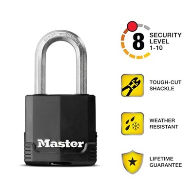 Master Lock M115XTRILF Magnum Ağır Hizmet Tipi Anahtarlı Dış Mekan Asma Kilit, 3lü Paket Anahtarlı-Aynı