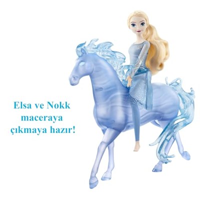 Mattel Disney Karlar Ülkesi Elsa ve Güzel Atı Nokk Disney Karlar Ülkesi oyuncakları, Elsa bebek ve Su Nokku figürü HLW58