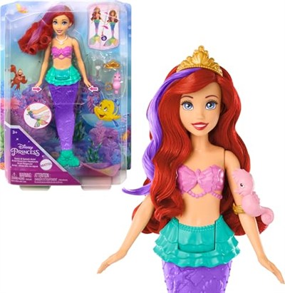 Mattel Disney Prensesi Yüzen ve Renk Değiştiren Ariel Bebek Disney prensesi oyuncakları, yüzen deniz kızı Ariel bebek HPD43